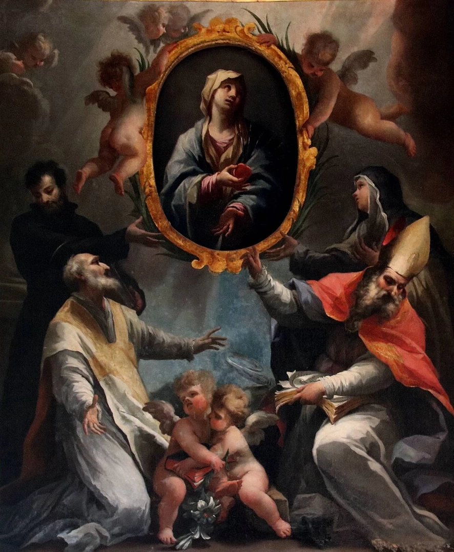 Santi in adorazione della Vergine addolorata - cappella della Madonna dei Dolori, oratorio di San Niccolò (Vernio)